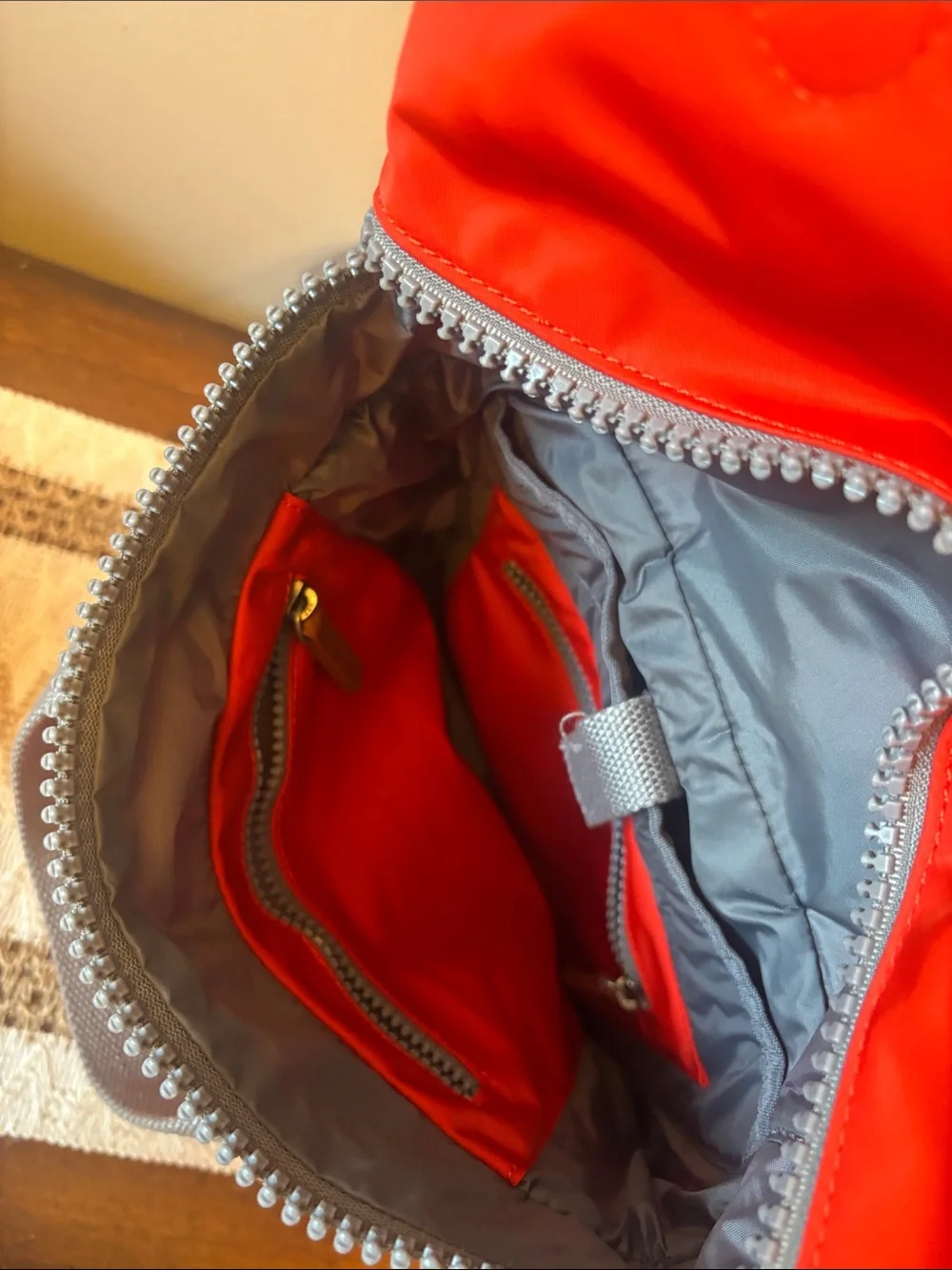 ORI London Bantry Tote Red Roll-Top Backpack with Gray Handles Like new